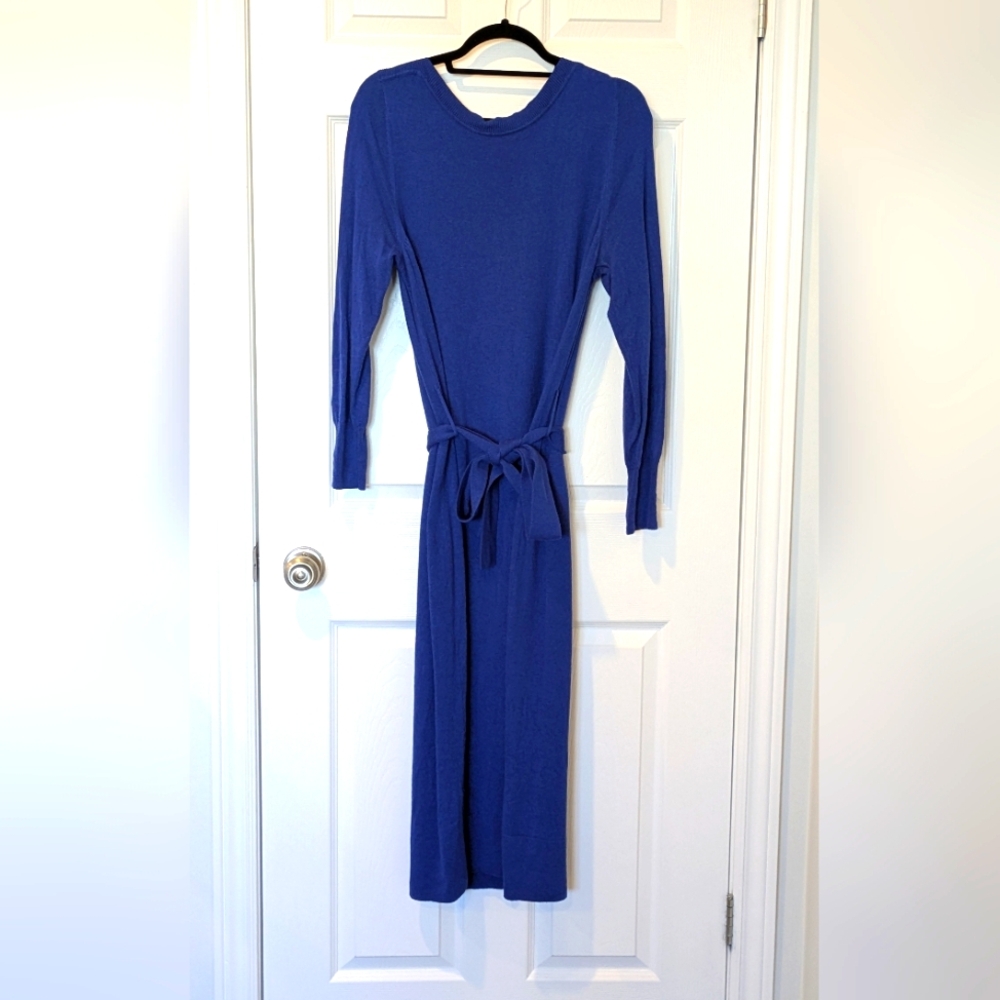 Hobbs London Elegant Blue Long Sleeve Dress